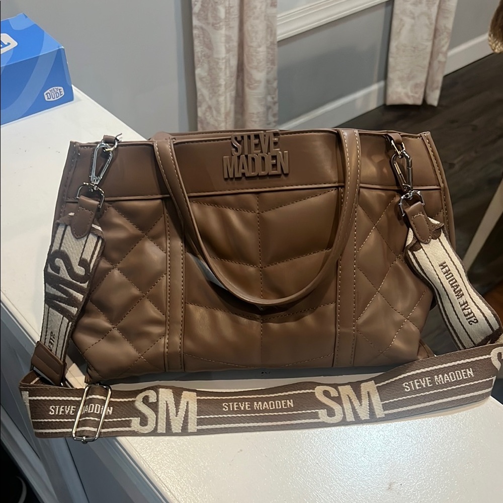 Steve Madden Brown Quilted Shoulder Bag
